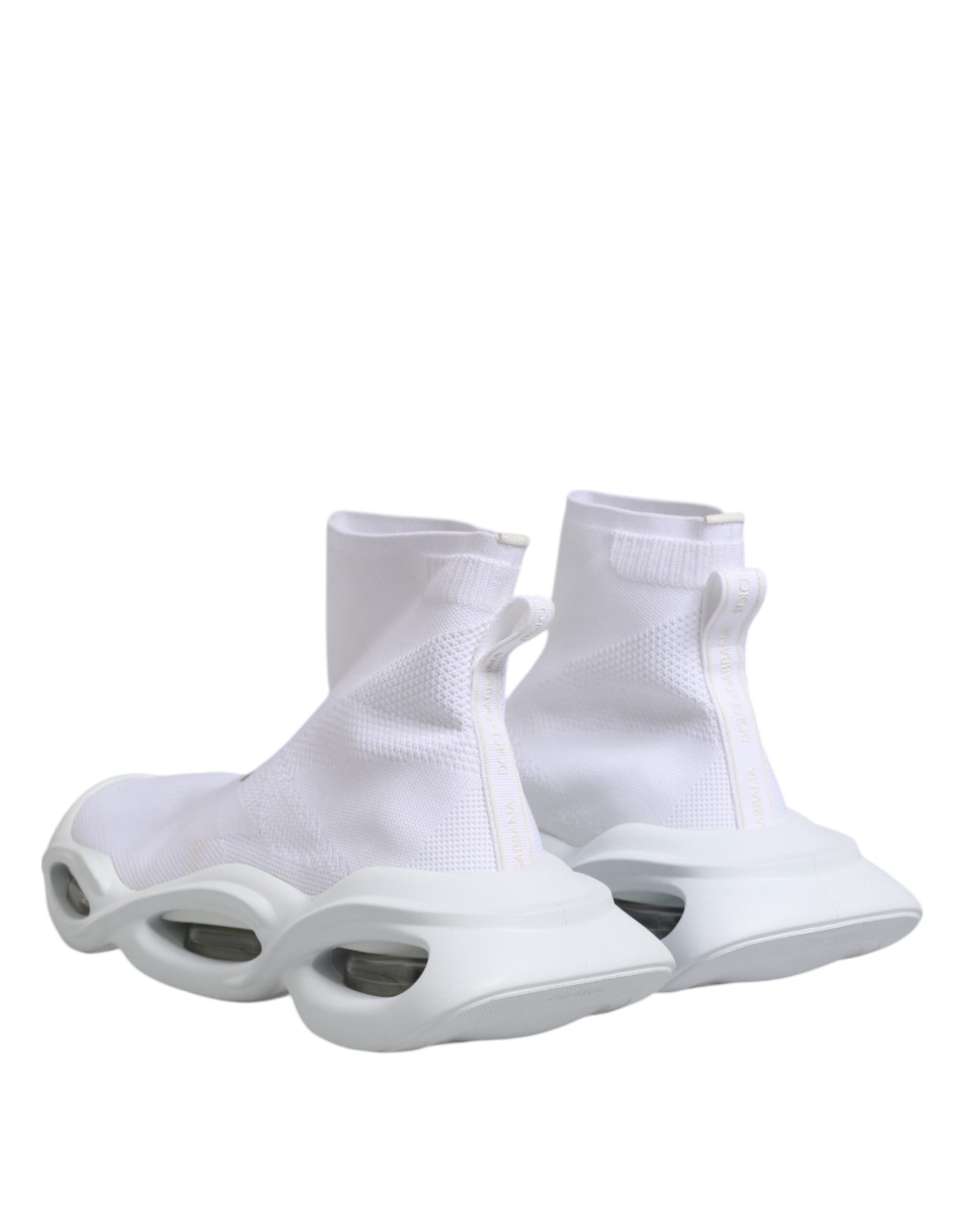 Dolce & Gabbana Weiß Silber Slip On Wave Socken Sneakers Schuhe