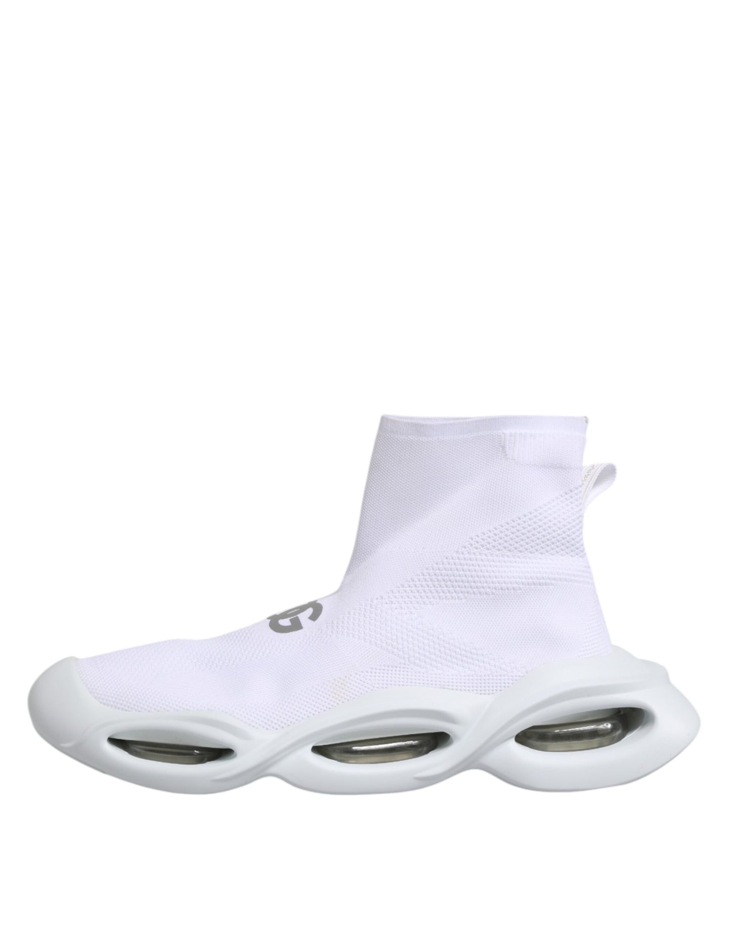 Dolce & Gabbana Weiß Silber Slip On Wave Socken Sneakers Schuhe