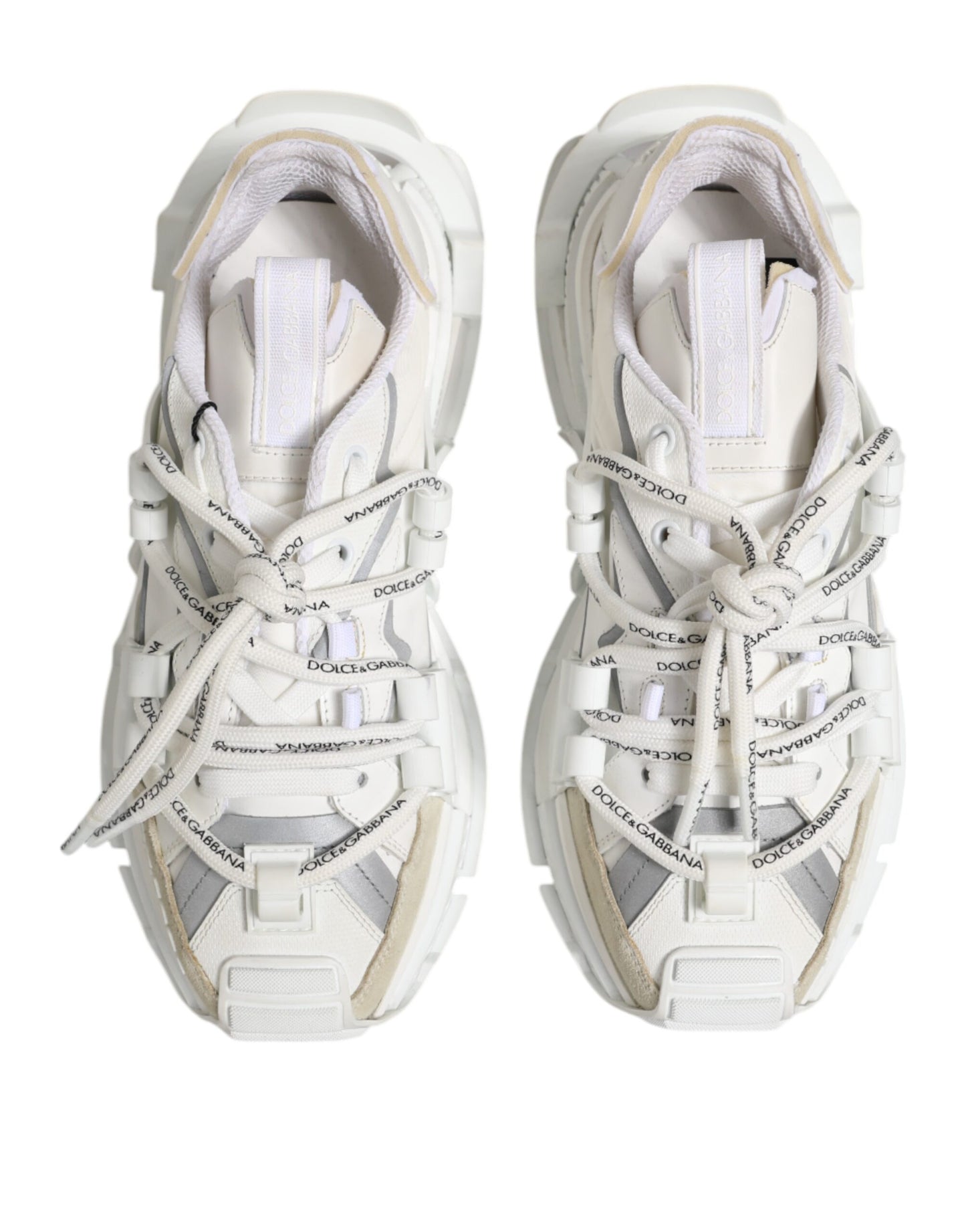 Dolce & Gabbana Weiß Silber Low Top SPACE Herren Sneakers Schuhe
