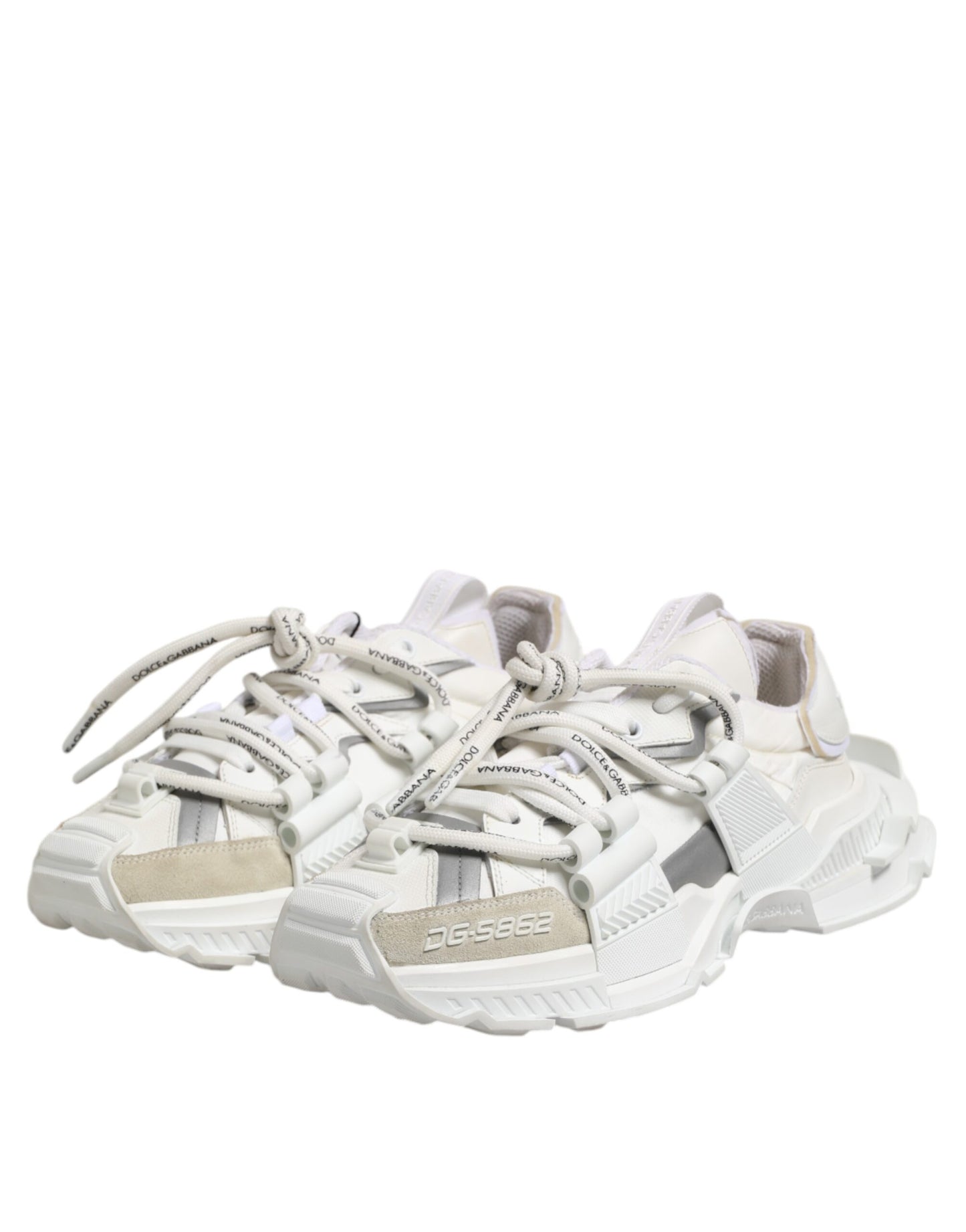 Dolce & Gabbana Weiß Silber Low Top SPACE Herren Sneakers Schuhe