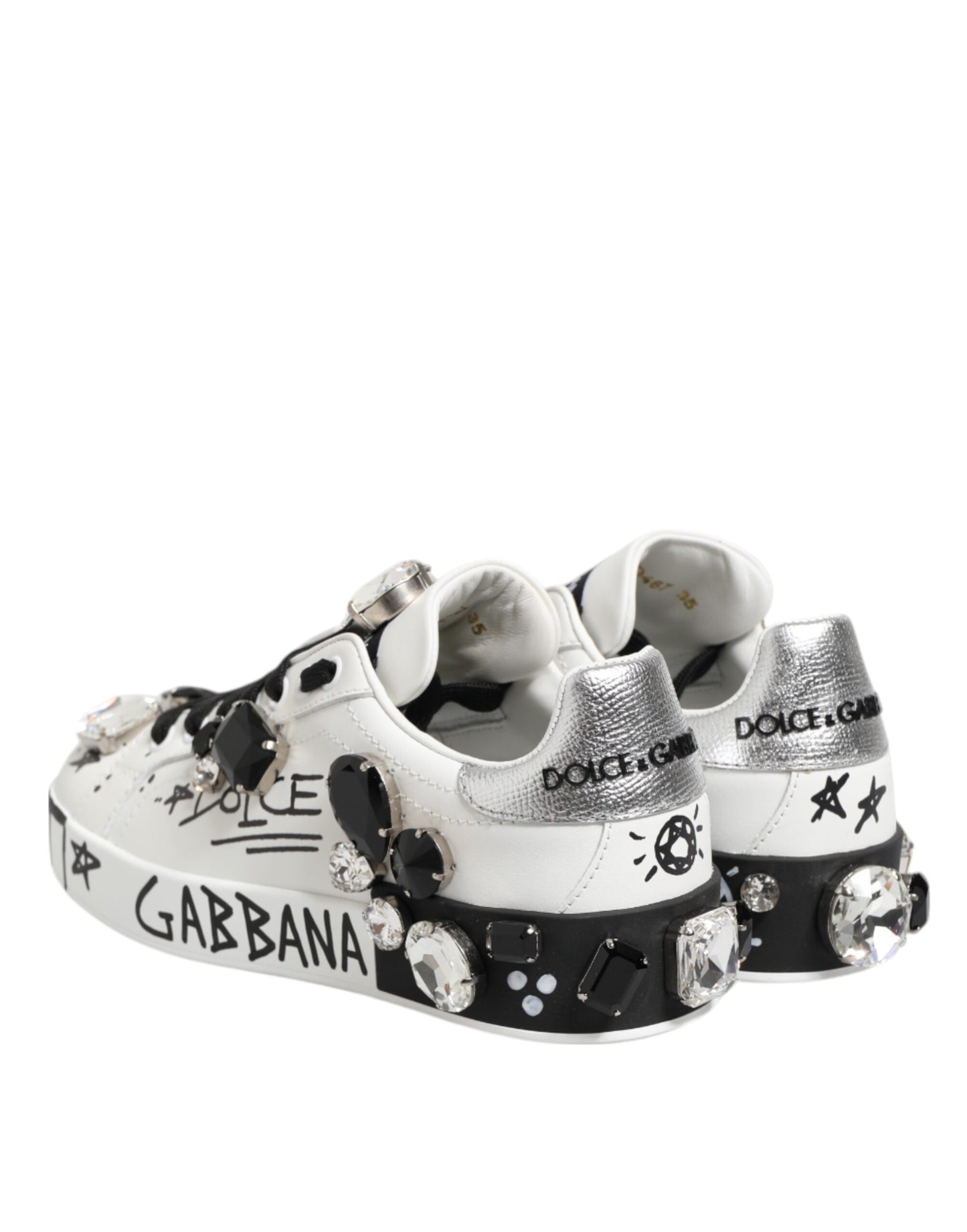 Dolce & Gabbana Weiße Portofino Kristall-Sneakers