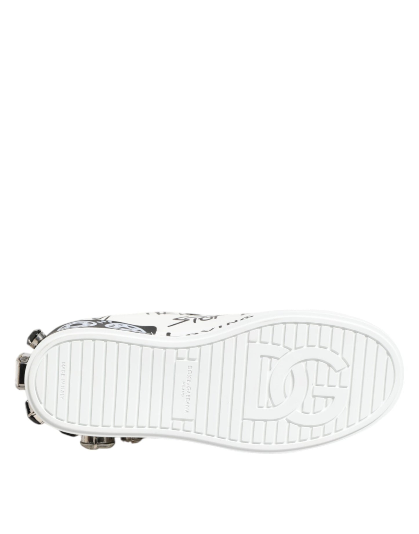 Dolce & Gabbana Weiße Portofino Kristall-Sneakers