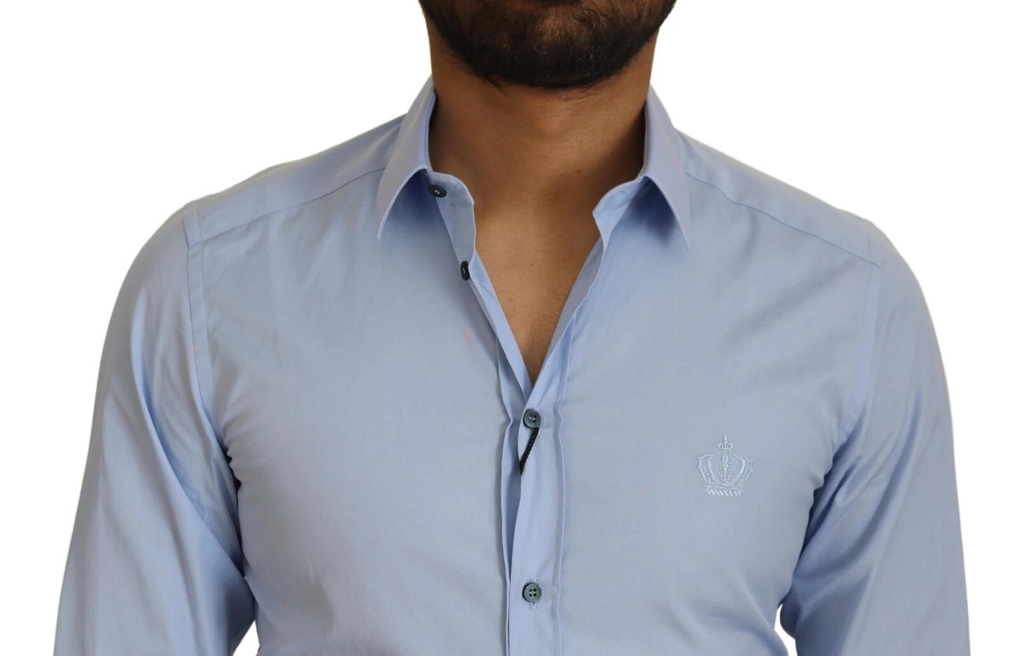 Dolce & Gabbana Hellblaues Slim Fit-Hemd aus Baumwolle