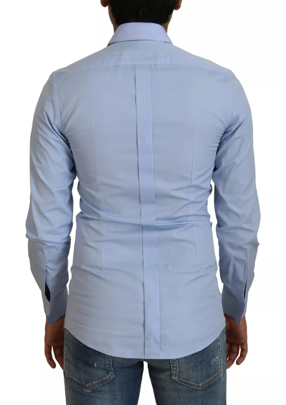 Dolce & Gabbana Hellblaues Slim Fit-Hemd aus Baumwolle