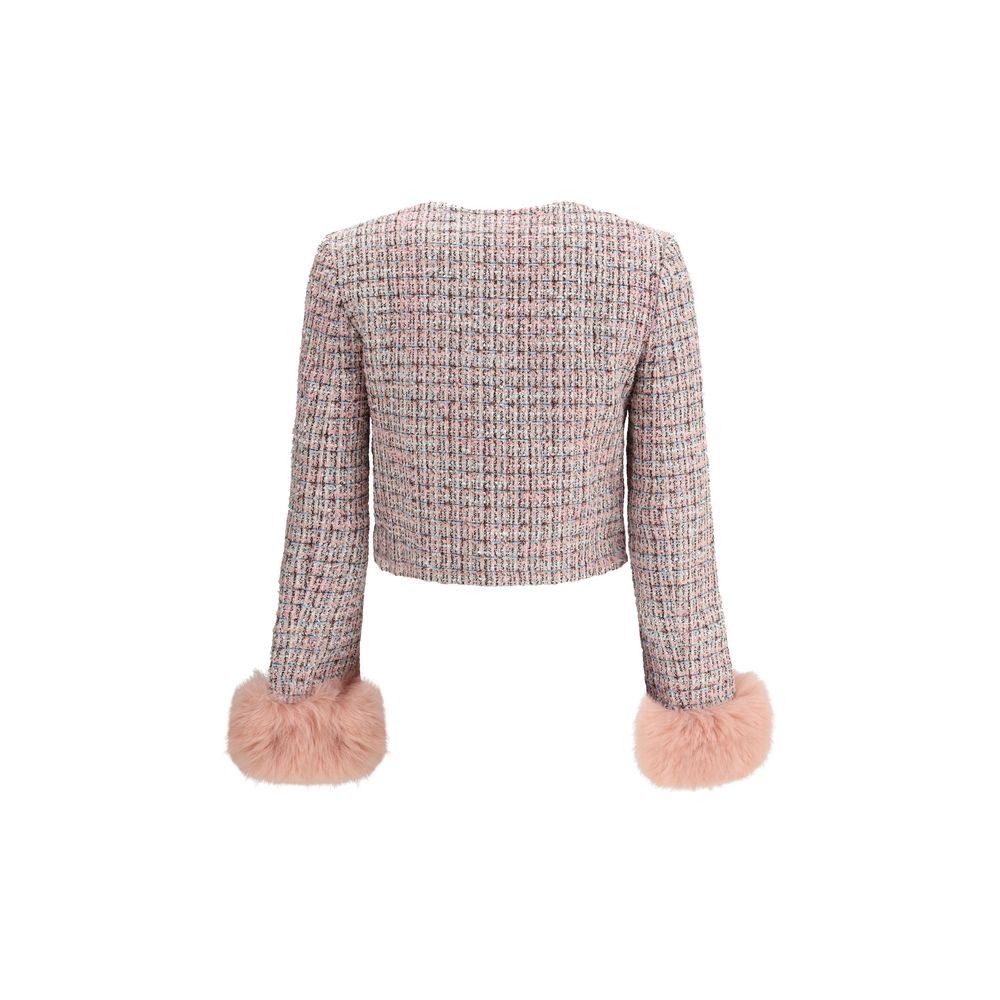 Jacke mit Bündchen aus Bouclé-Fell von Self-Portrait