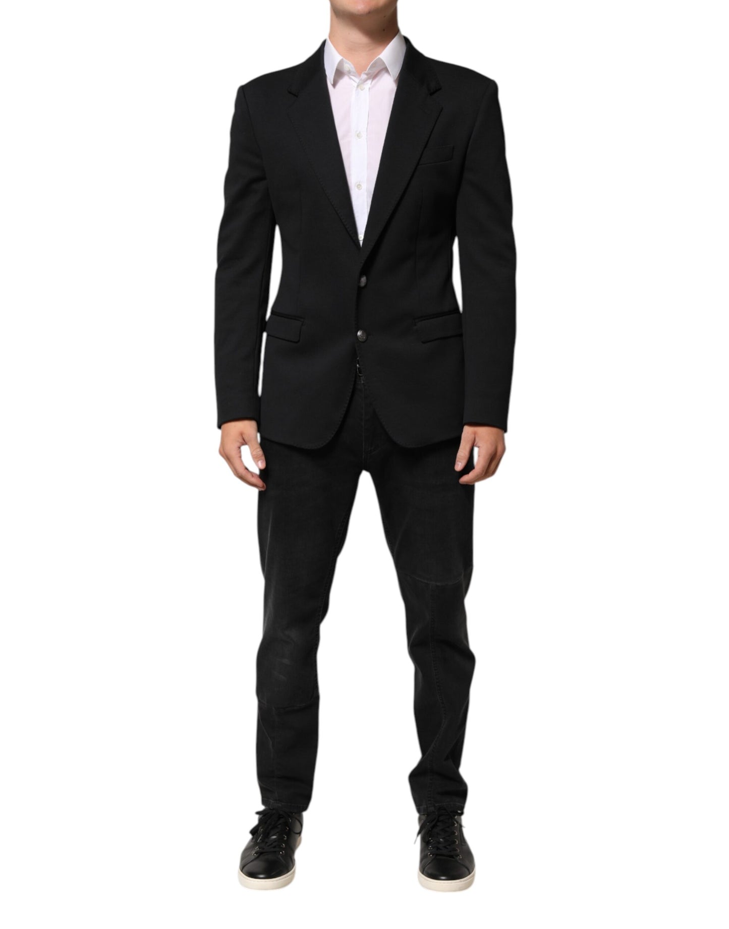 Dolce & Gabbana Dunkelblaue Herrenjacke aus Baumwolle, Mantel, Blazer, Anzug