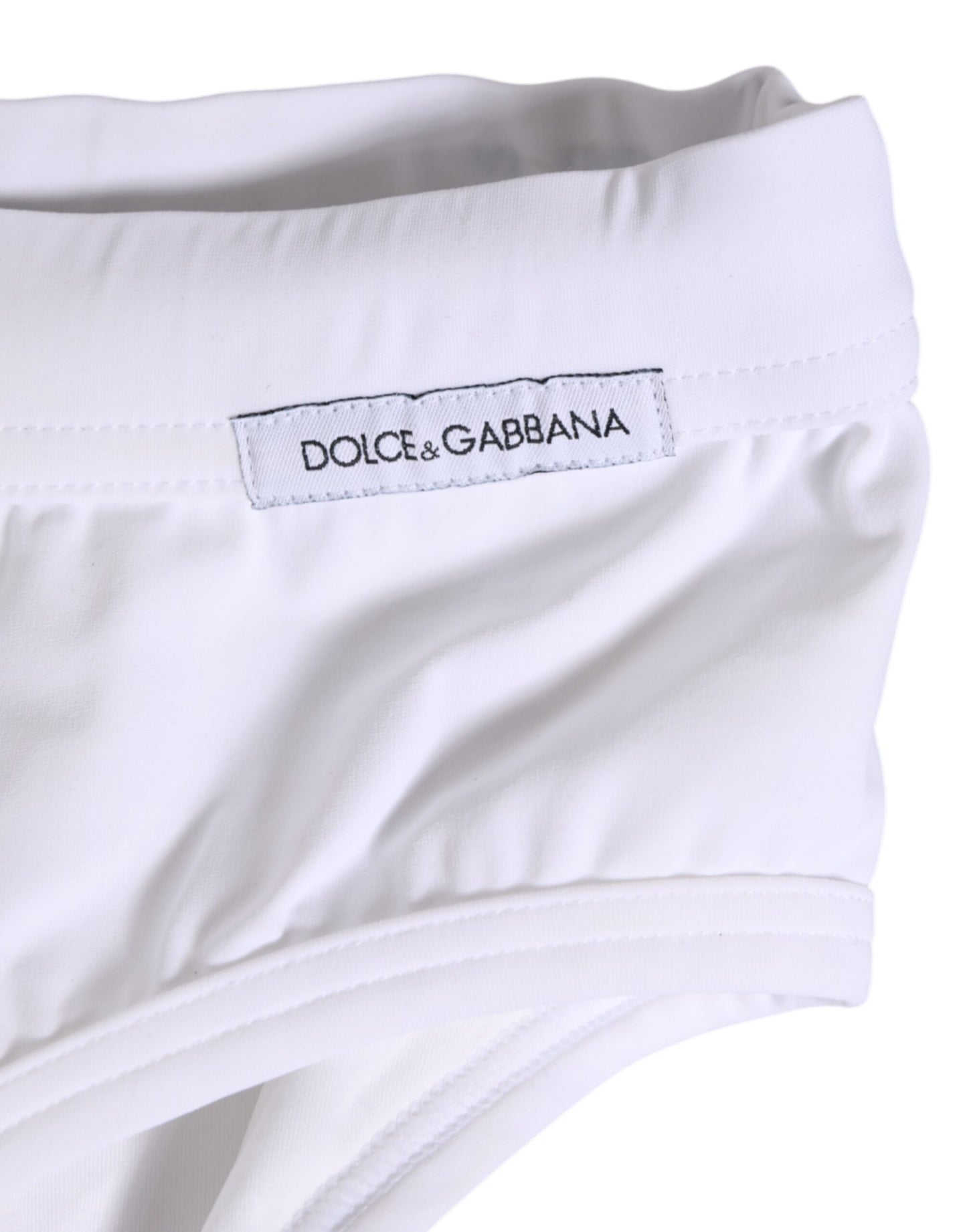 Dolce & Gabbana White Drawstring Men Beachwear Brief Swimwear