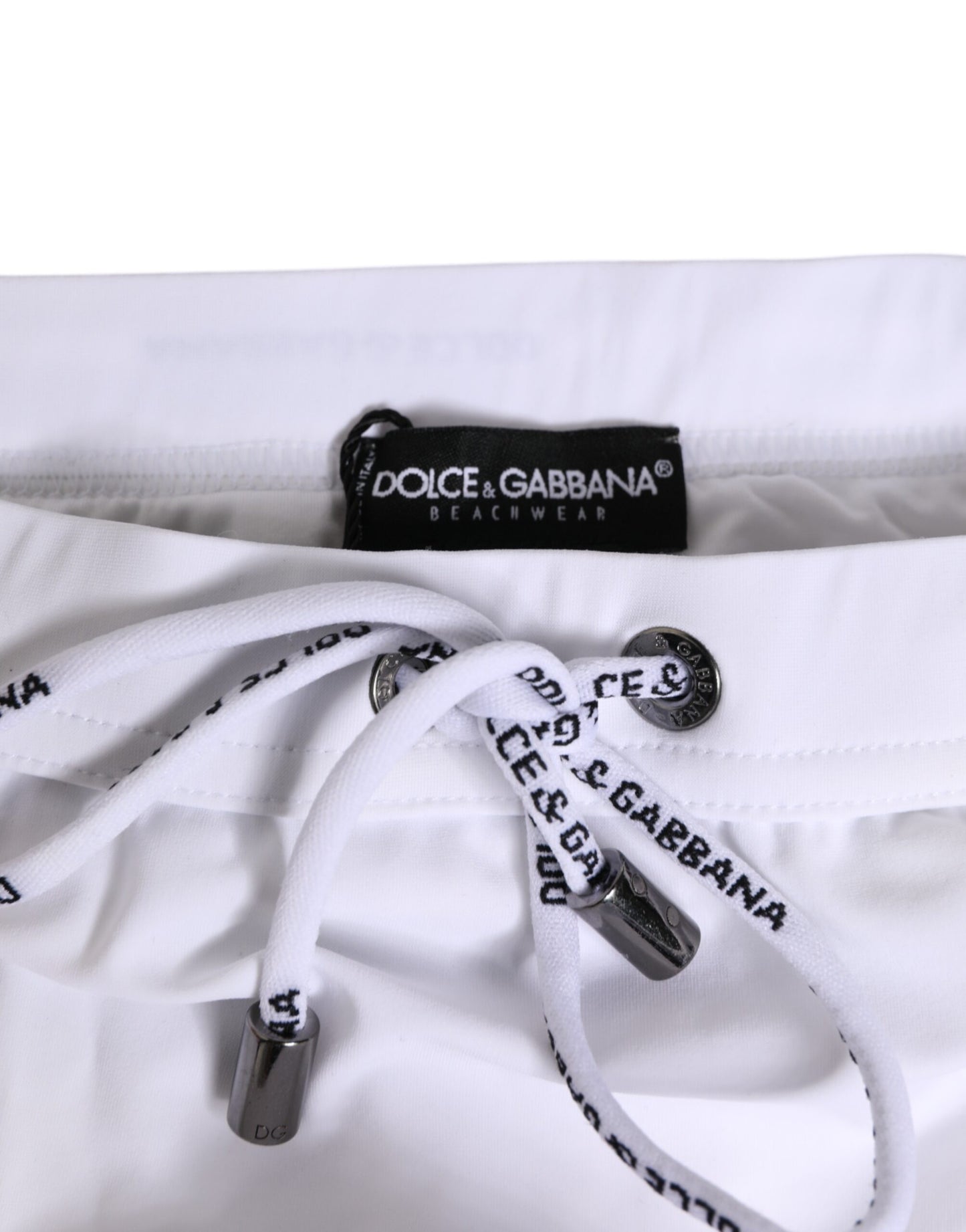 Dolce & Gabbana White Drawstring Men Beachwear Brief Swimwear