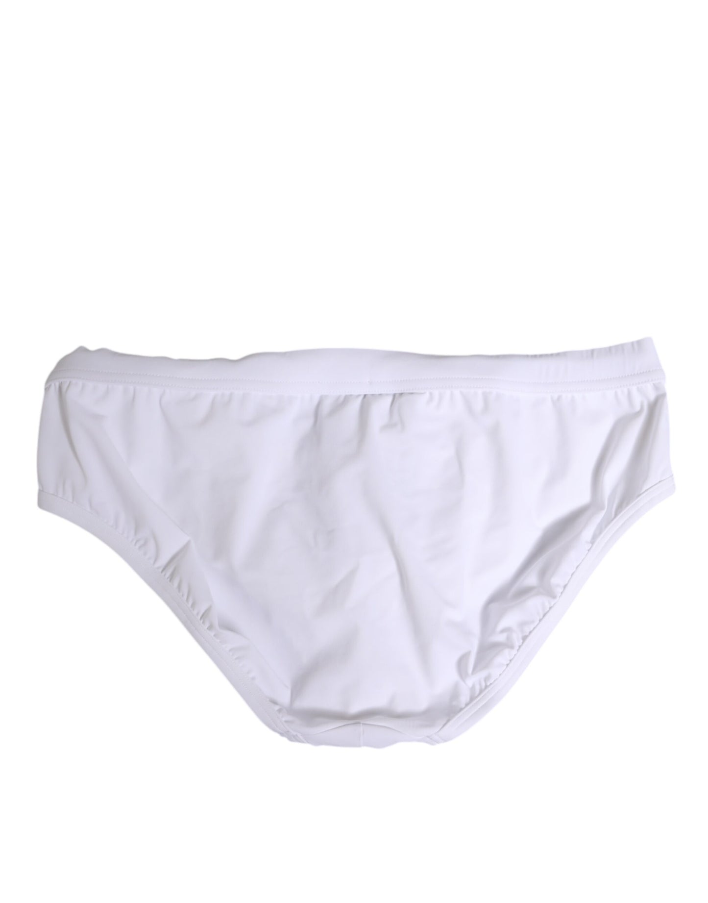 Dolce & Gabbana White Drawstring Men Beachwear Brief Swimwear