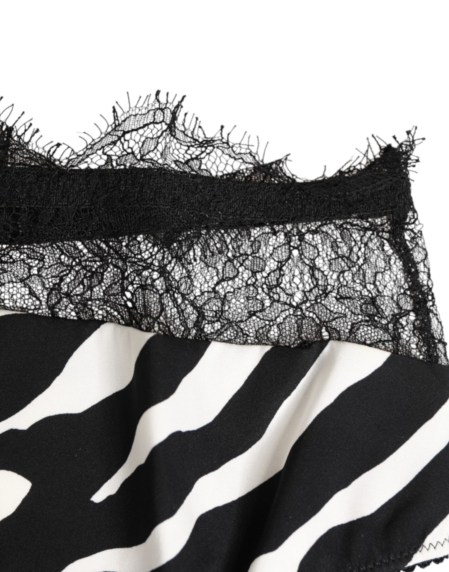 Dolce & Gabbana – Hohe Unterwäsche mit Spitzenbesatz und Zebramuster in Schwarz und Weiß