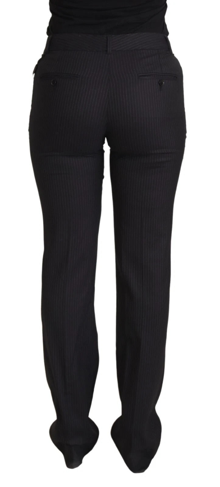 Dolce & Gabbana – Schwarze Hose mit Streifen und mittlerer Taille