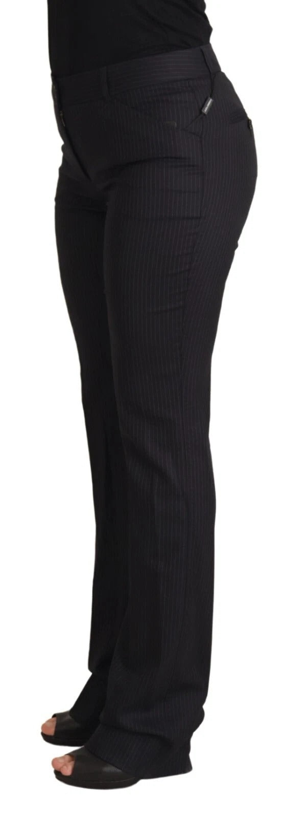Dolce & Gabbana – Schwarze Hose mit Streifen und mittlerer Taille