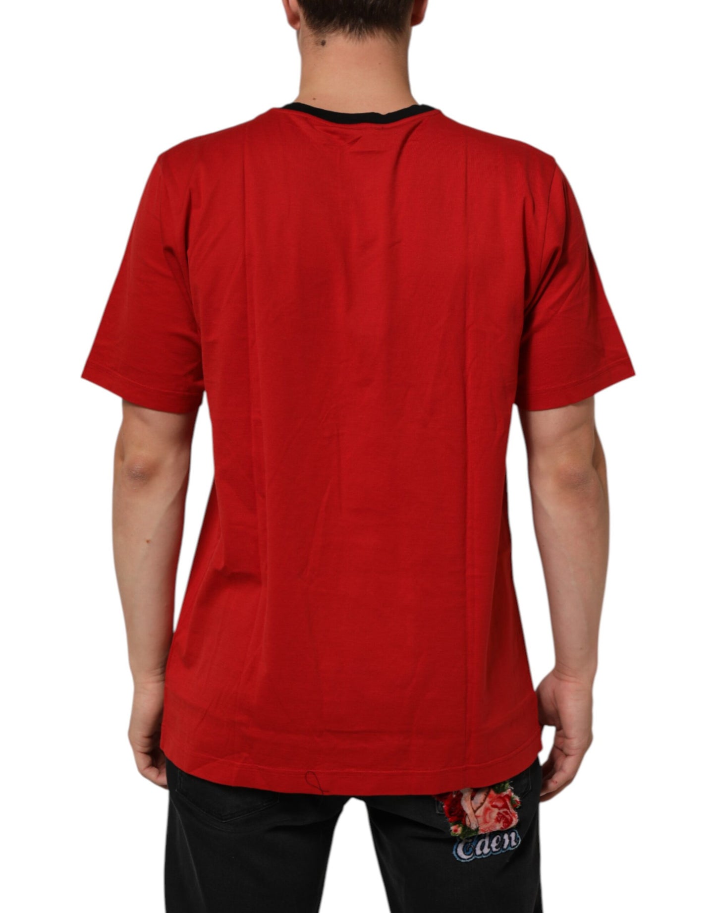 Dolce & Gabbana – Rotes T-Shirt aus Baumwolle mit Krone und Logo