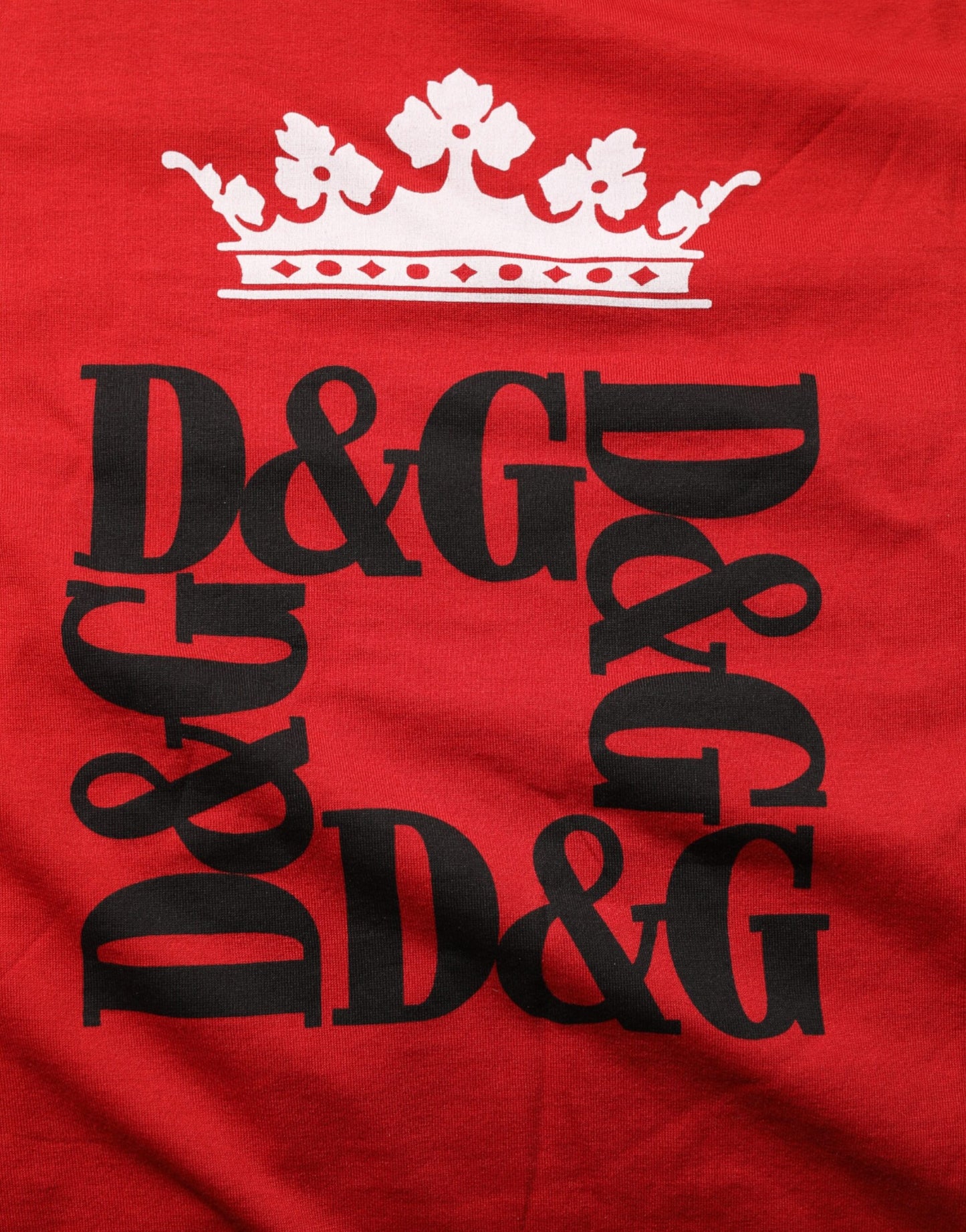 Dolce & Gabbana – Rotes T-Shirt aus Baumwolle mit Krone und Logo