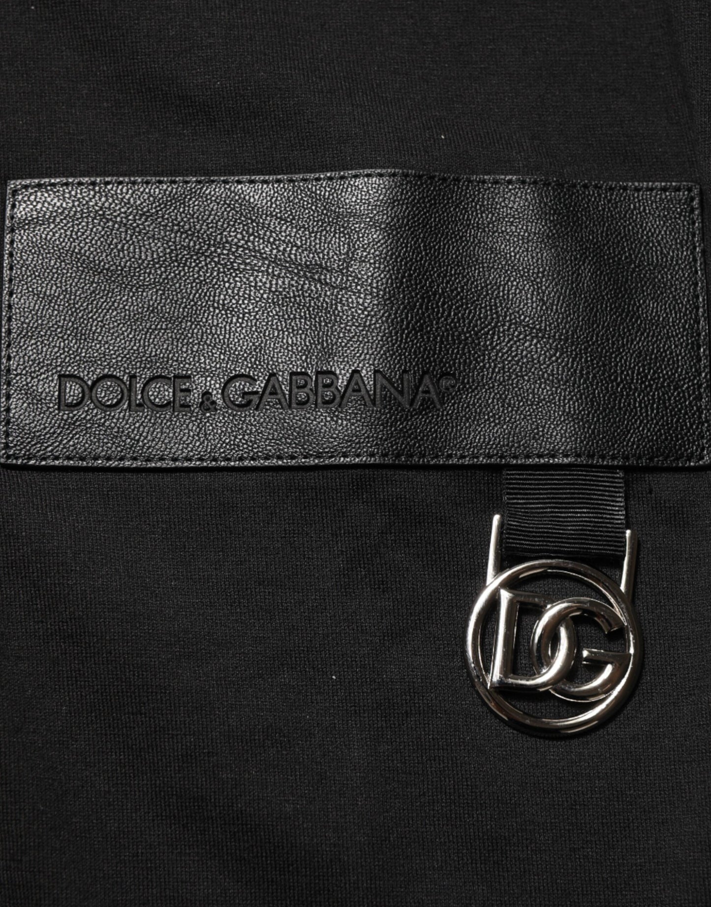 Dolce & Gabbana – Schwarzes Baumwoll-T-Shirt mit Rundhalsausschnitt und Logo-Plakette