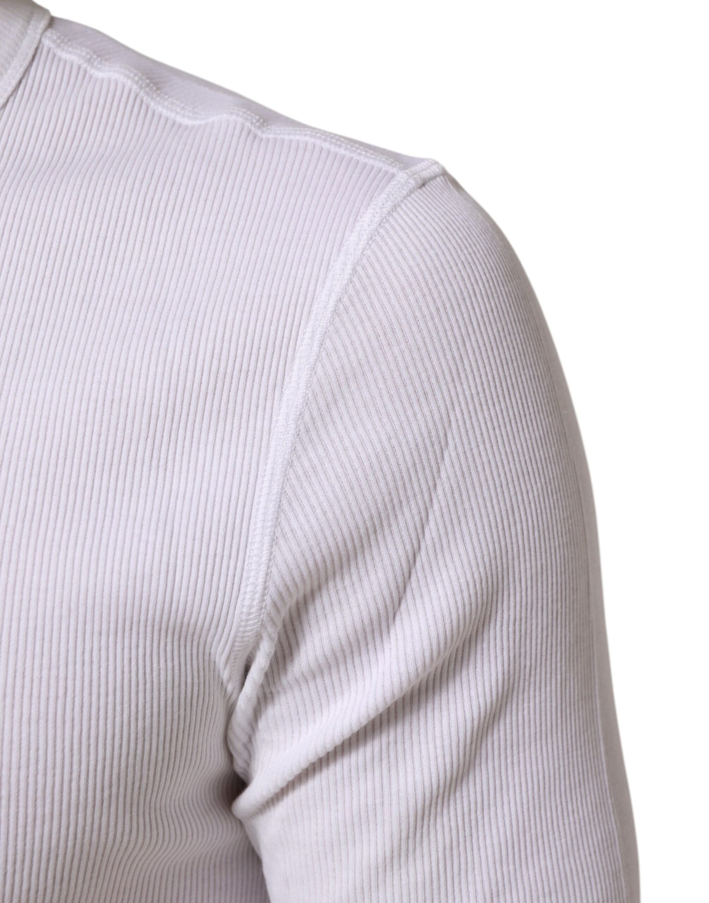 Dolce & Gabbana White Cotton Button Henley Shirt Men T-shirt