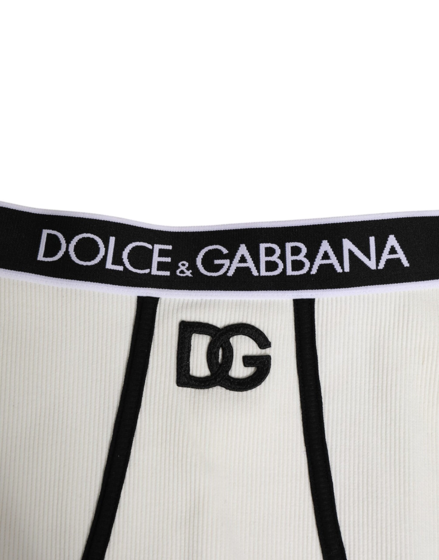 Dolce & Gabbana White Cotton Stretch High Waist Culotte Underwear