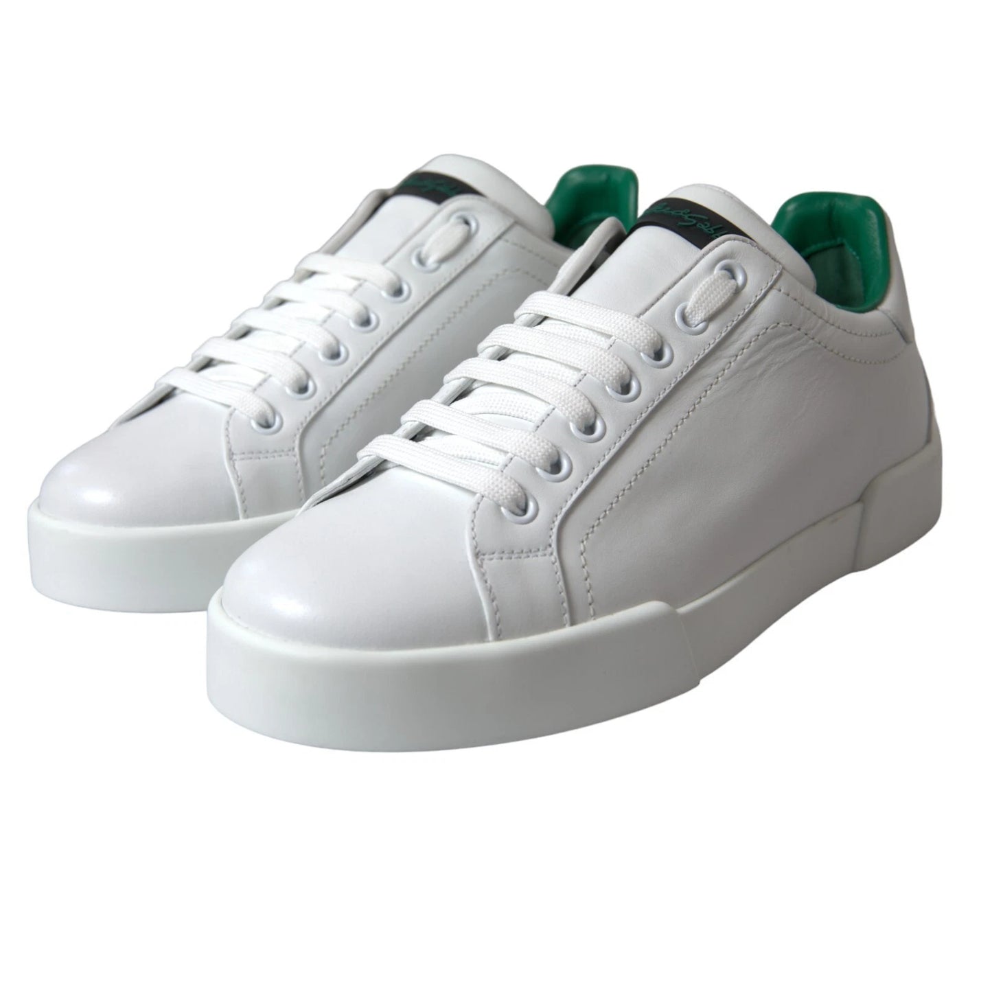 Dolce & Gabbana White Calf Leather Low Top Sneakers Shoes
