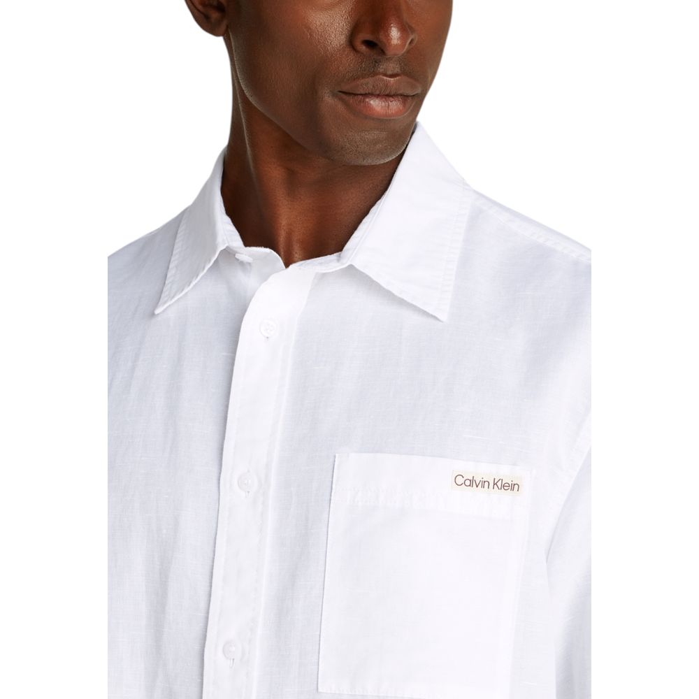 Calvin Klein Jeans White Linen Shortsleeve