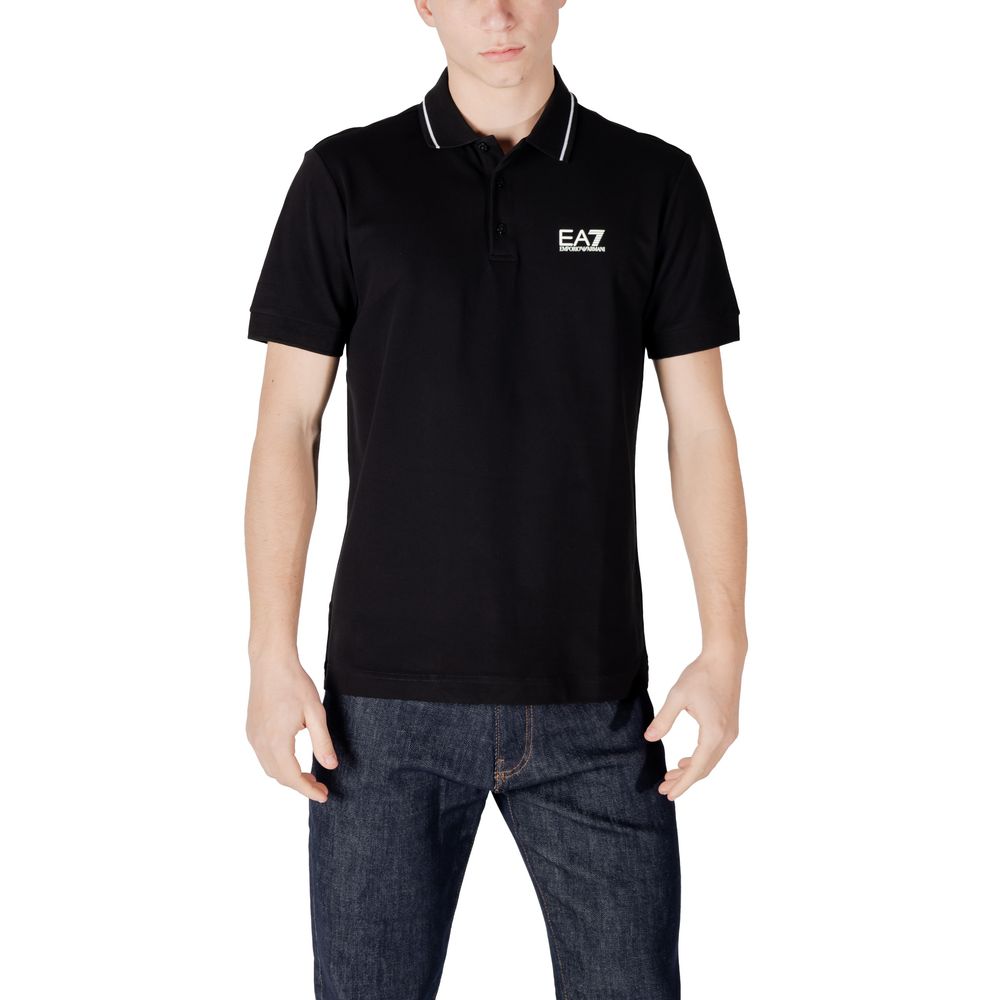 EA7 Emporio Armani Black Cotton Polo Shirt