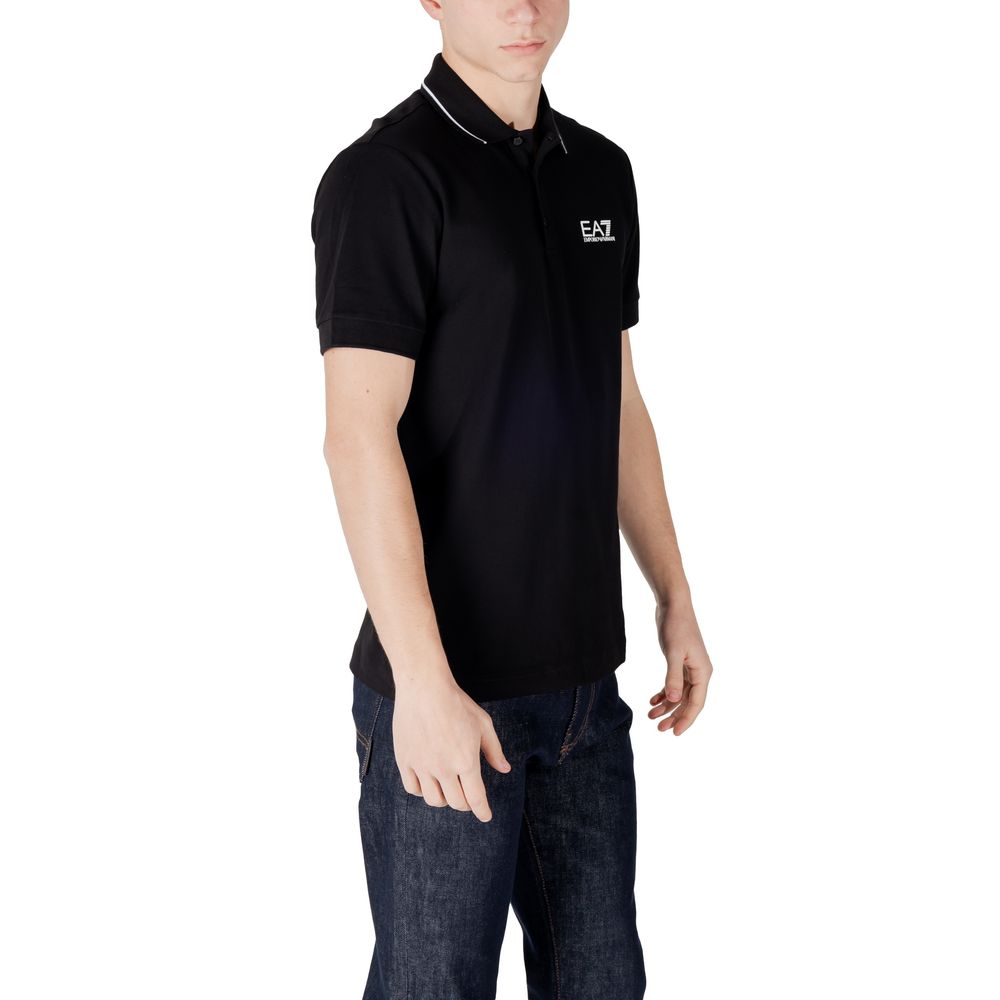 EA7 Emporio Armani Black Cotton Polo Shirt