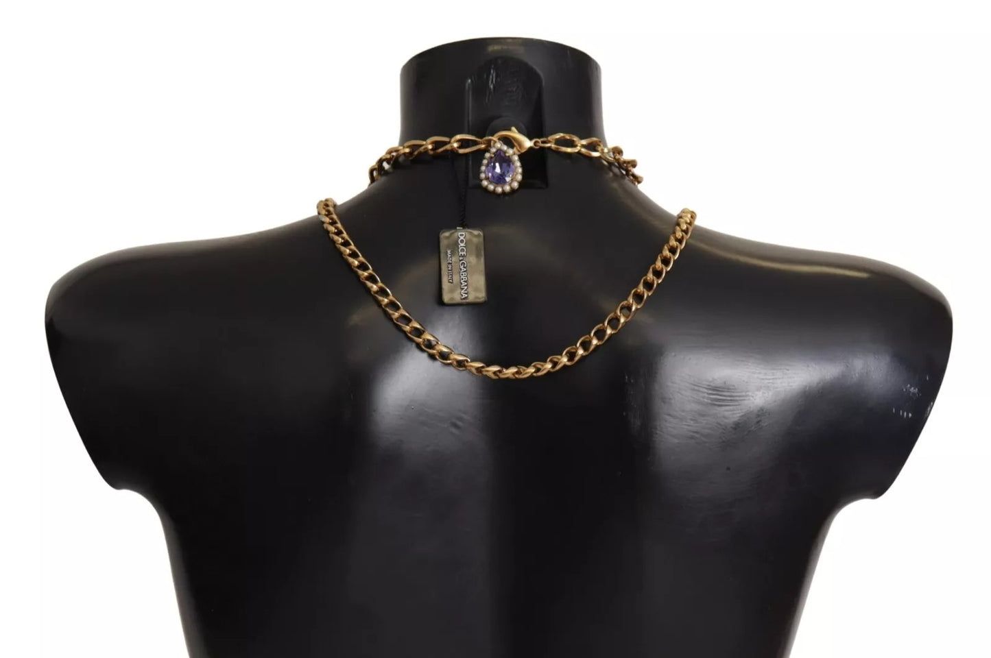 Dolce & Gabbana Gold Tone Floral Crystals Purple Embellished