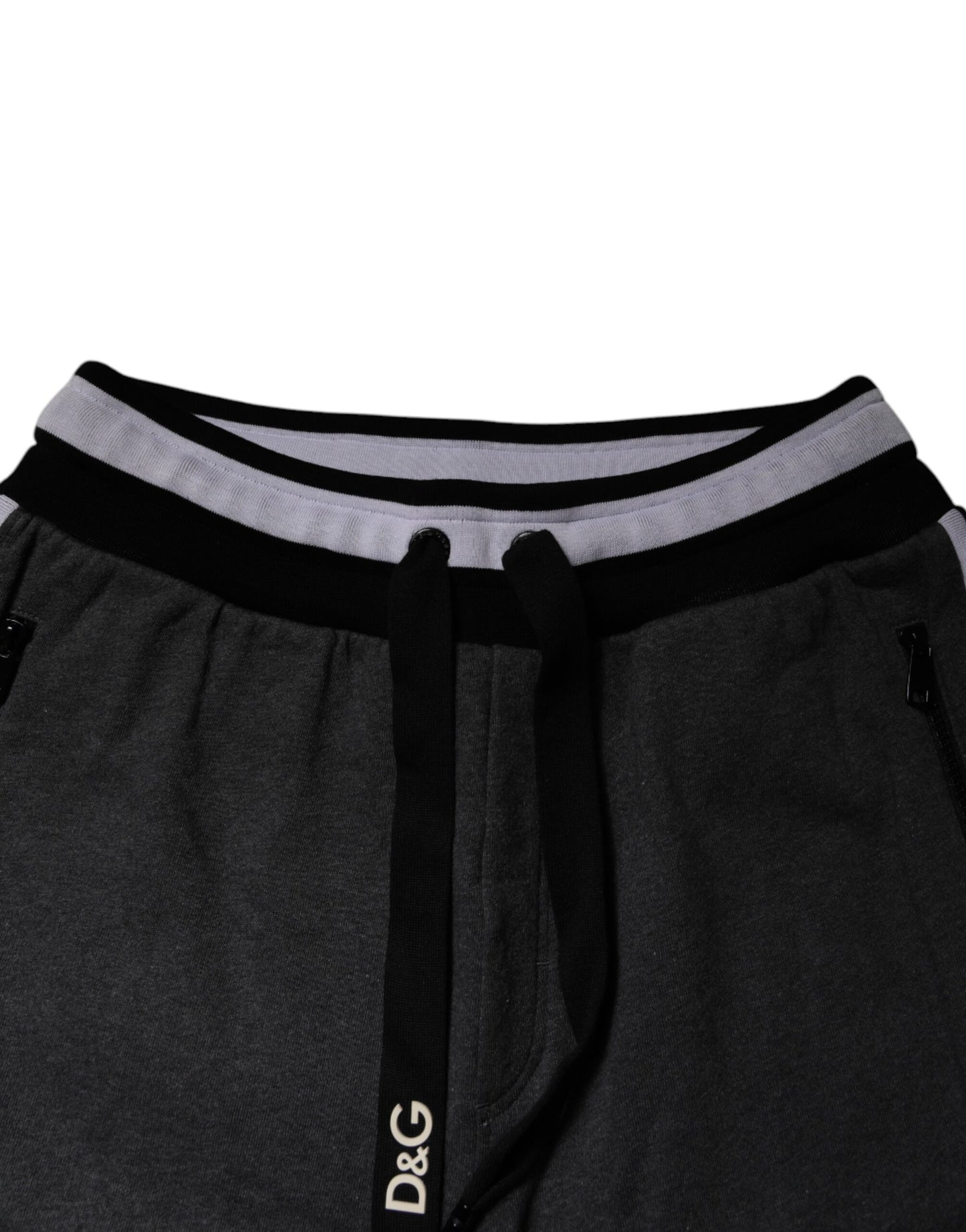 Dolce & Gabbana Black Gray Cotton Layered Sweatpants Pants
