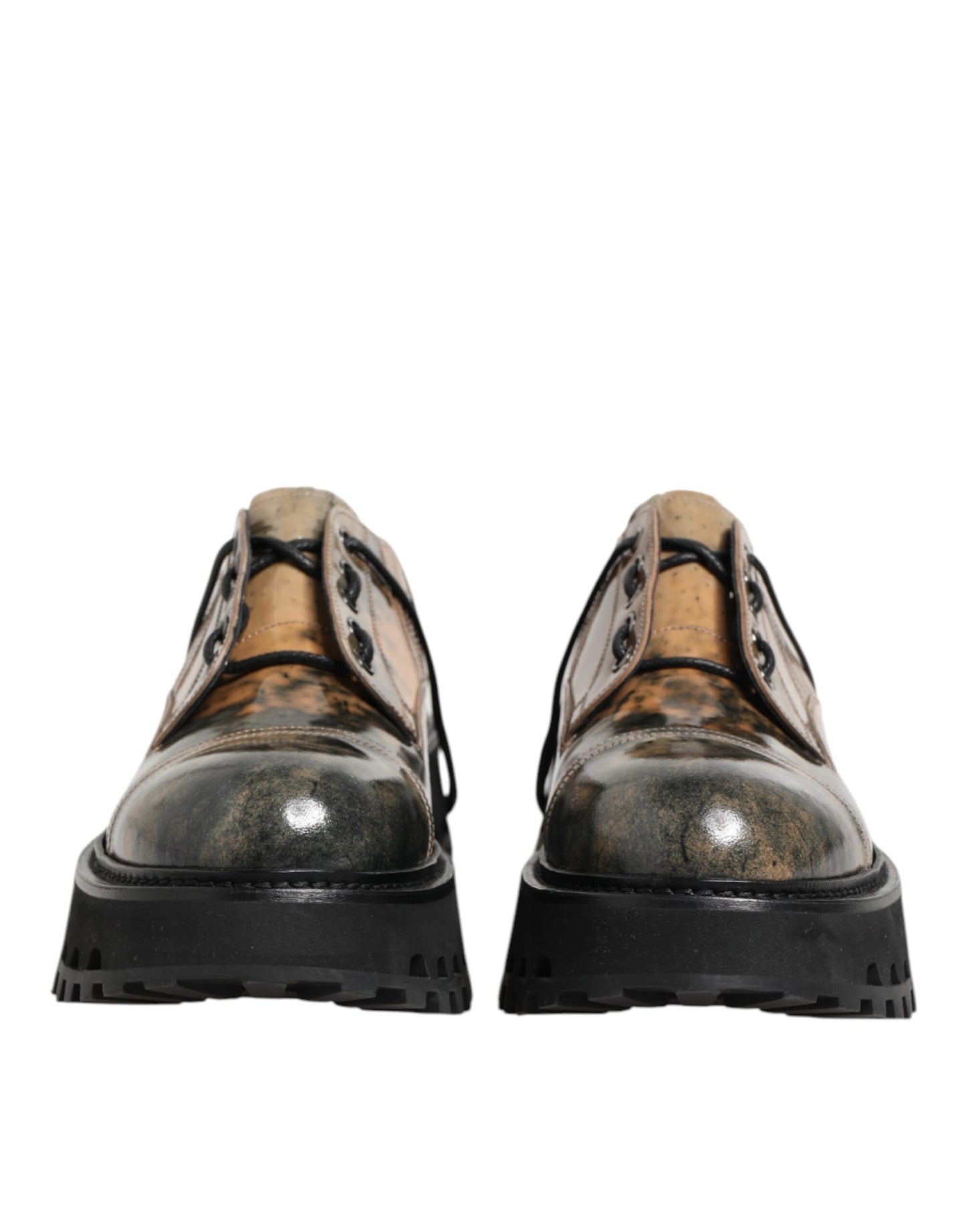 Dolce & Gabbana Brown Gray Lace Up Chunky Derby Men Shoes
