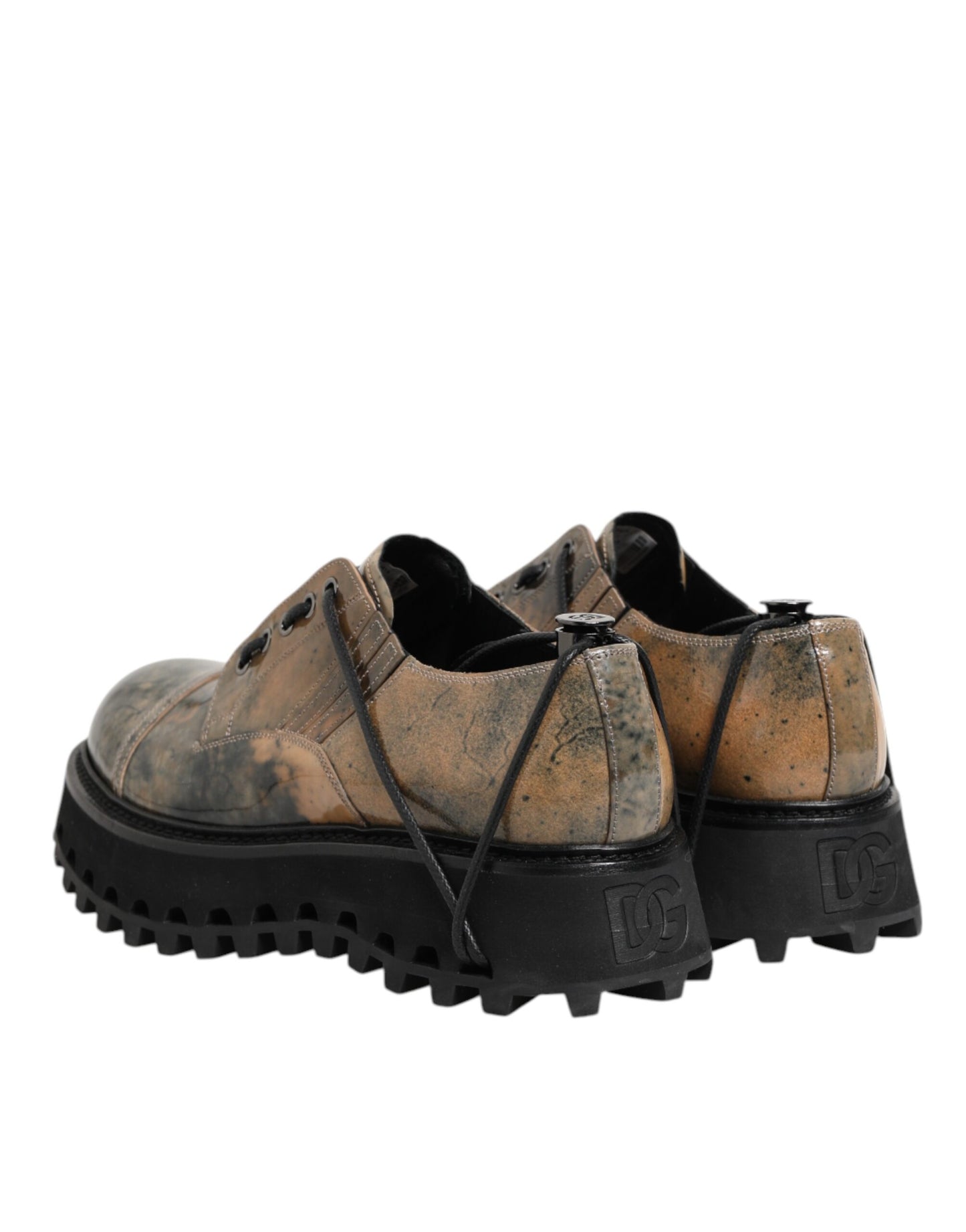Dolce & Gabbana Brown Gray Lace Up Chunky Derby Men Shoes