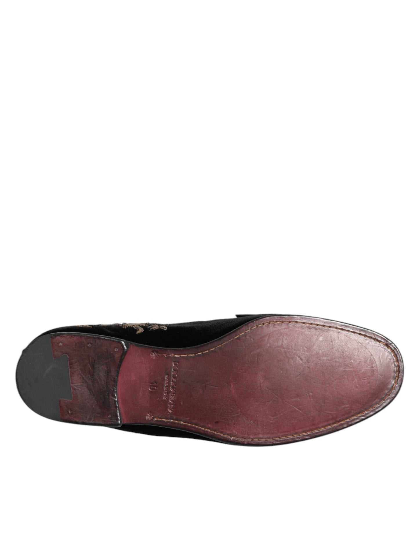 Dolce & Gabbana Black Velvet Embroidery Formal Loafers Shoes