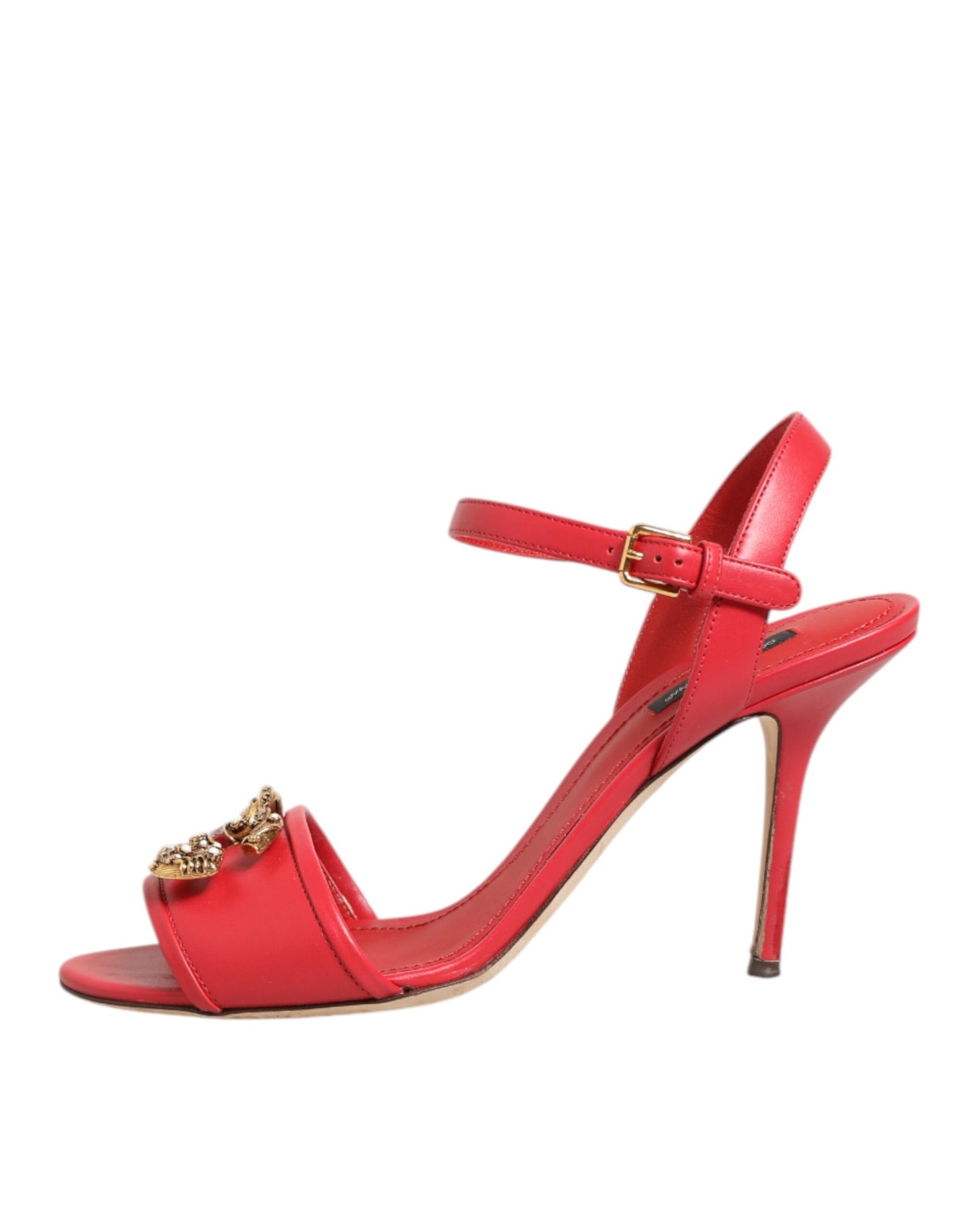 Dolce & Gabbana Red Ankle Strap Stiletto Heels Sandals Shoes