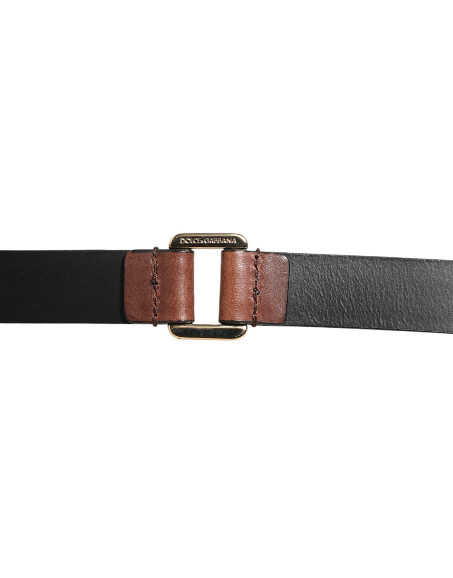 Dolce & Gabbana Brown Classic Gold Metal Logo Buckle Men Belt