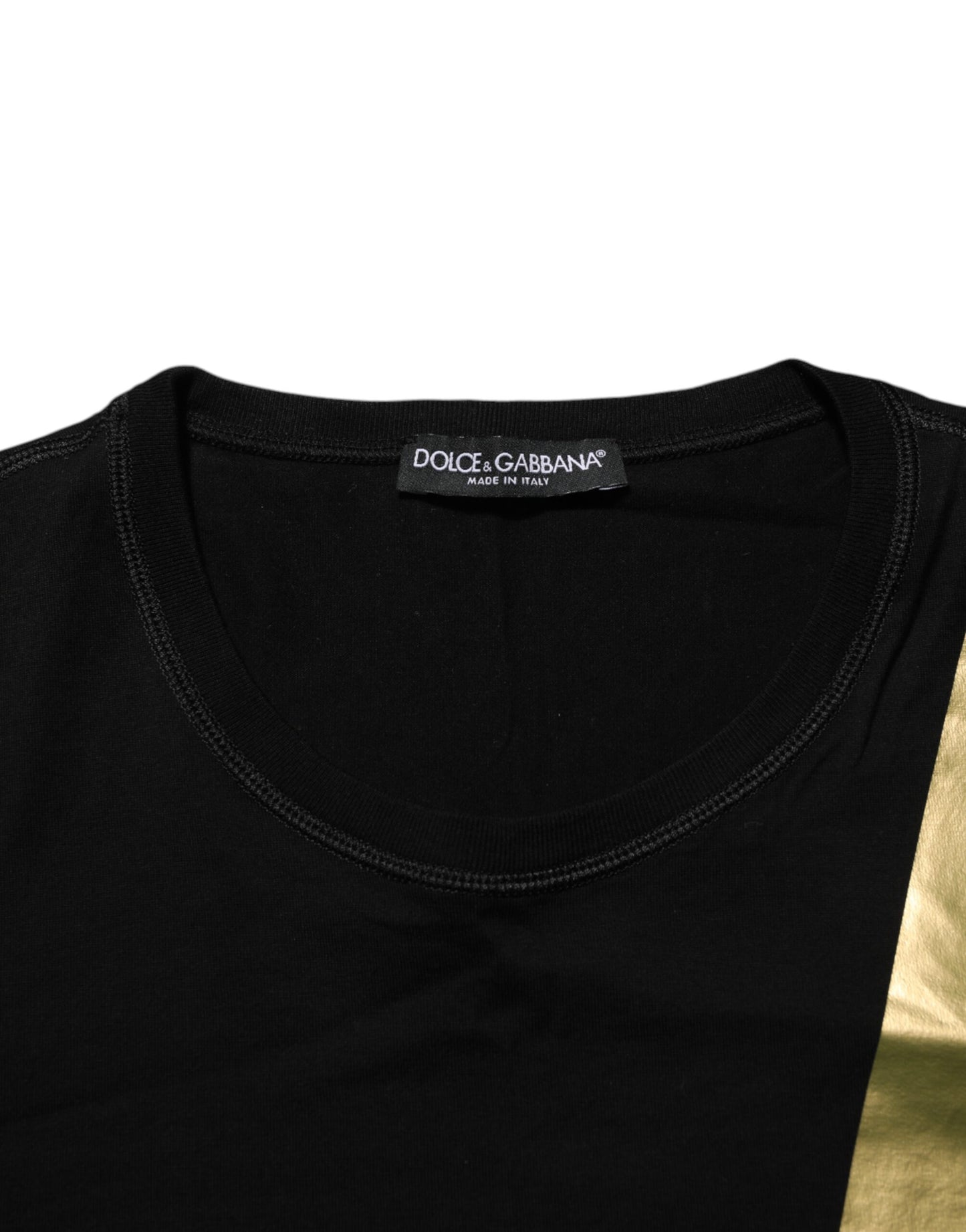 Dolce & Gabbana Black Logo Tape Cotton Crew Neck Men T-shirt