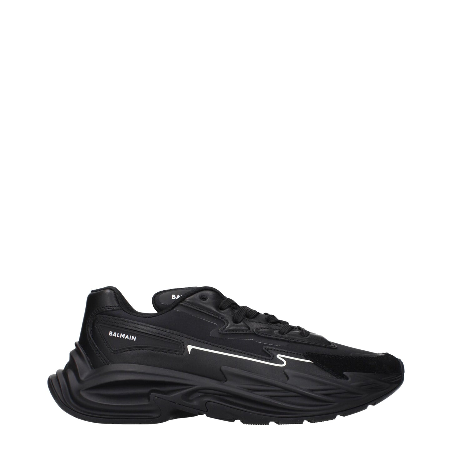 Balmain Black Leather Athletic Sneakers