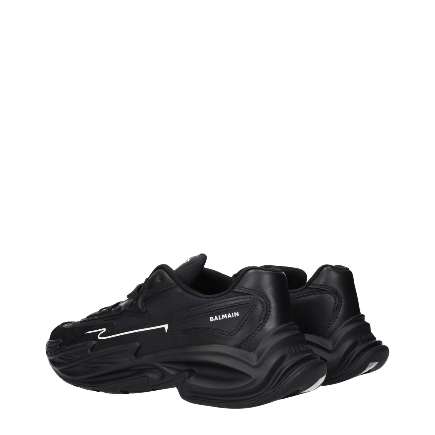 Balmain Black Leather Athletic Sneakers