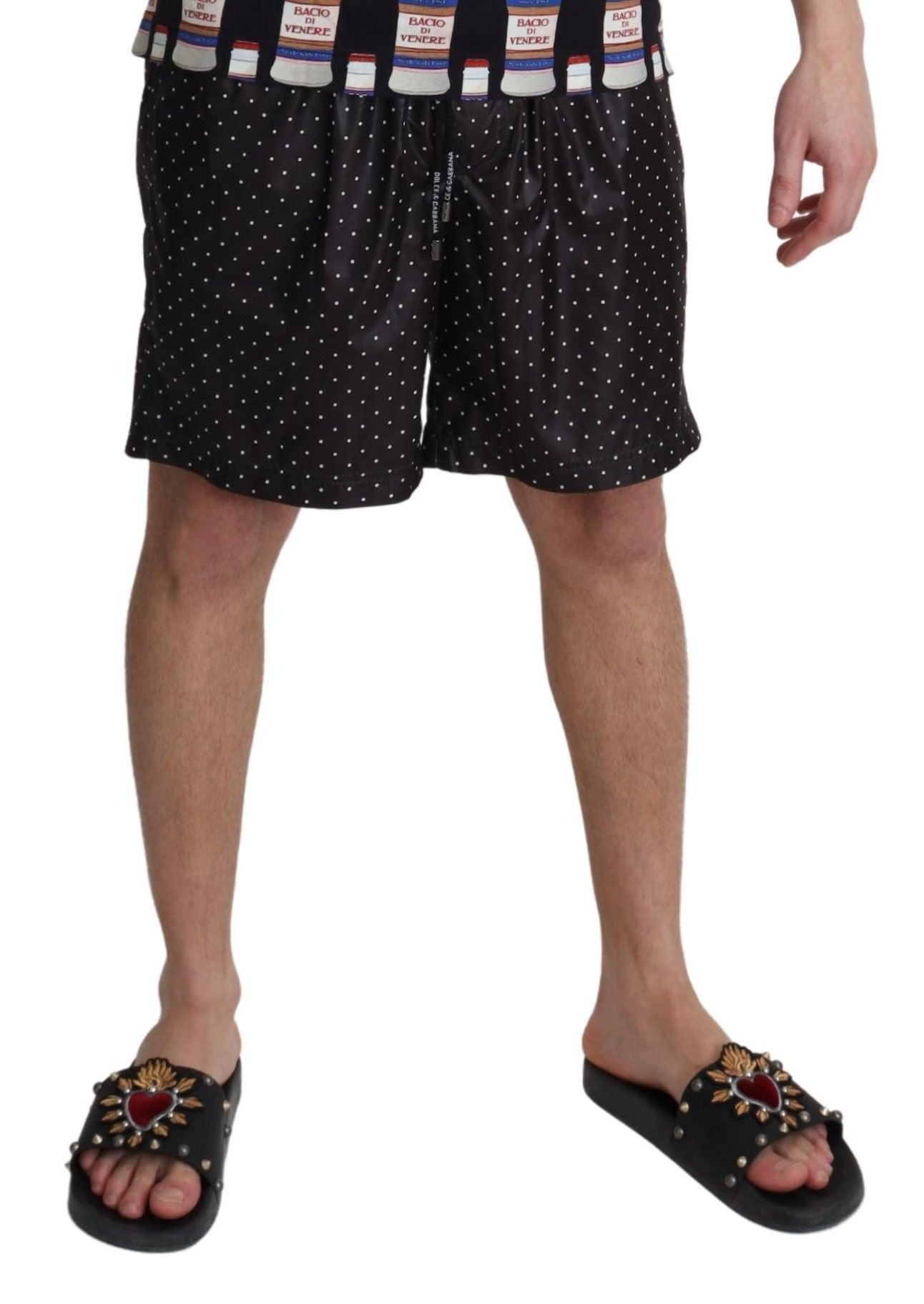 Dolce &amp; Gabbana – Schwarze Strandmode mit Punktemuster