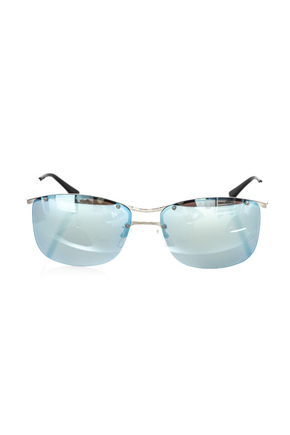 Frankie Morello Silver Metallic Fibre Men Sunglass