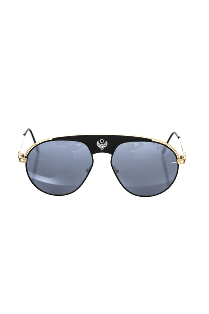 Frankie Morello Black Metallic Fibre Men Sunglasses