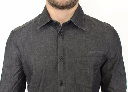 Ermanno Scervino Denim Jeans Cotton Casual Gray Stretch Shirt