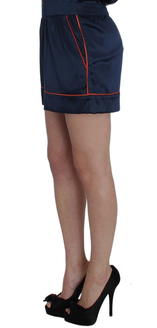 Dolce &amp; Gabbana Blaue Nachtwäsche-Shorts aus Seidenstretch