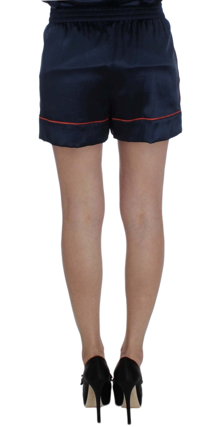 Dolce &amp; Gabbana Blaue Nachtwäsche-Shorts aus Seidenstretch