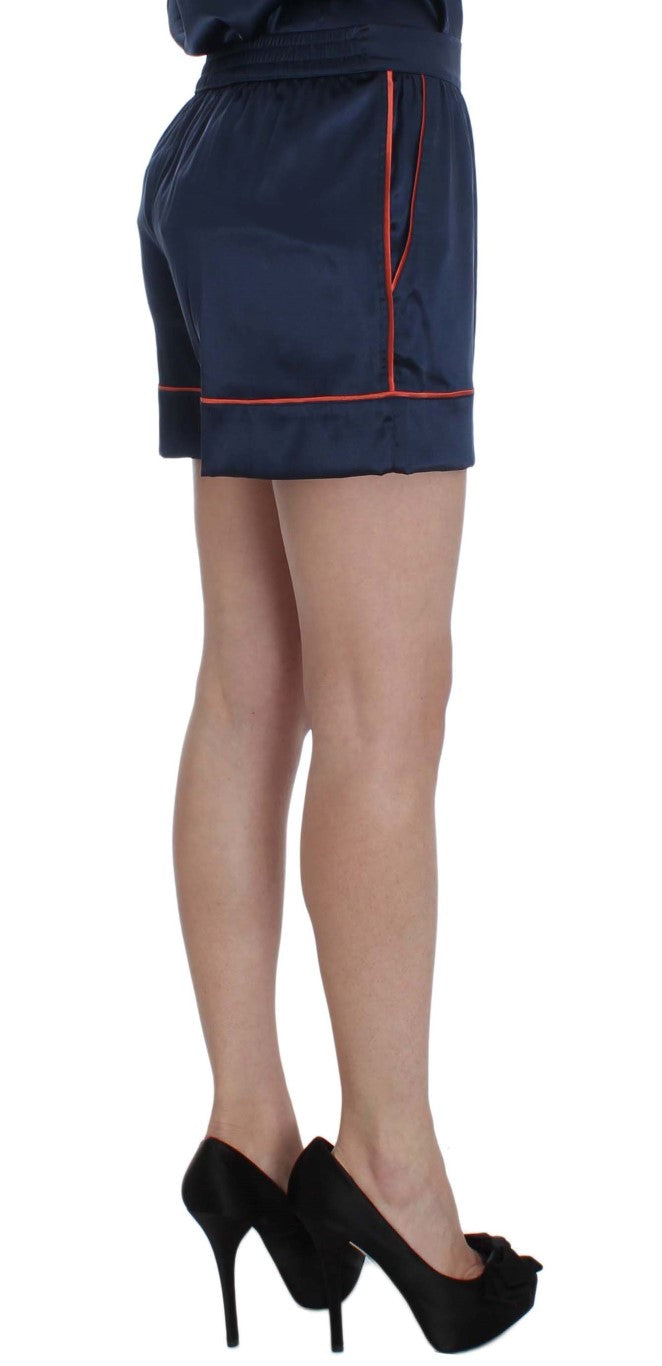Dolce &amp; Gabbana Blaue Nachtwäsche-Shorts aus Seidenstretch