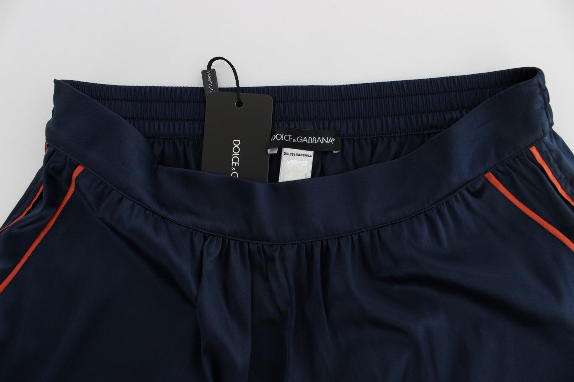 Dolce &amp; Gabbana Blaue Nachtwäsche-Shorts aus Seidenstretch