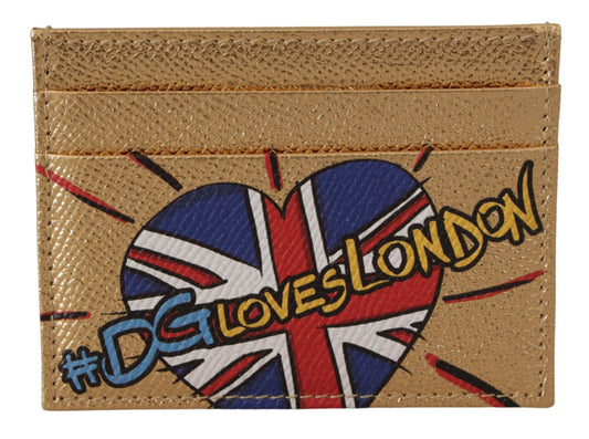 محفظة دولتشي آند غابانا الذهبية الجلدية #DGLovesLondon النسائية