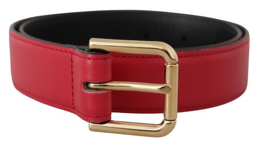 Dolce &amp; Gabbana – Gürtel aus rotem Kalbsleder mit goldfarbener Logo-Metallschnalle