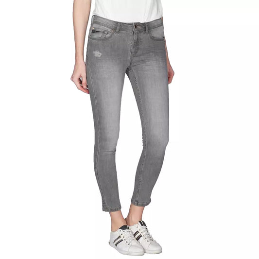 Yes Zee Gray Cotton Women Jeans with Push-Up Fit