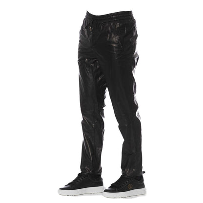 Trussardi Black Lamb Leather Men's Trouser