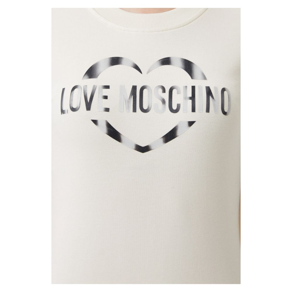 فستان Love Moschino الأنيق المصنوع من مزيج القطن باللون الأبيض مع لمسات من الشعار