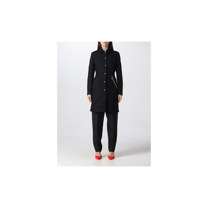 معطف صوف أسود أنيق من Love Moschino مع سلسلة فضية