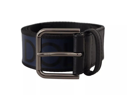 Dolce &amp; Gabbana Gürtel mit Logo-Print und silberner Schnalle, blau/schwarz